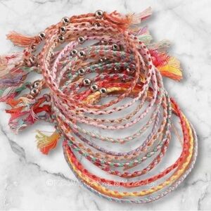 Set of 12 BRAIDED CORD STRING BRACELETS  Stacking/Layering/Sharing Friendship